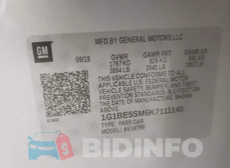 1G1BE5SM6K7111145 Photo# 10