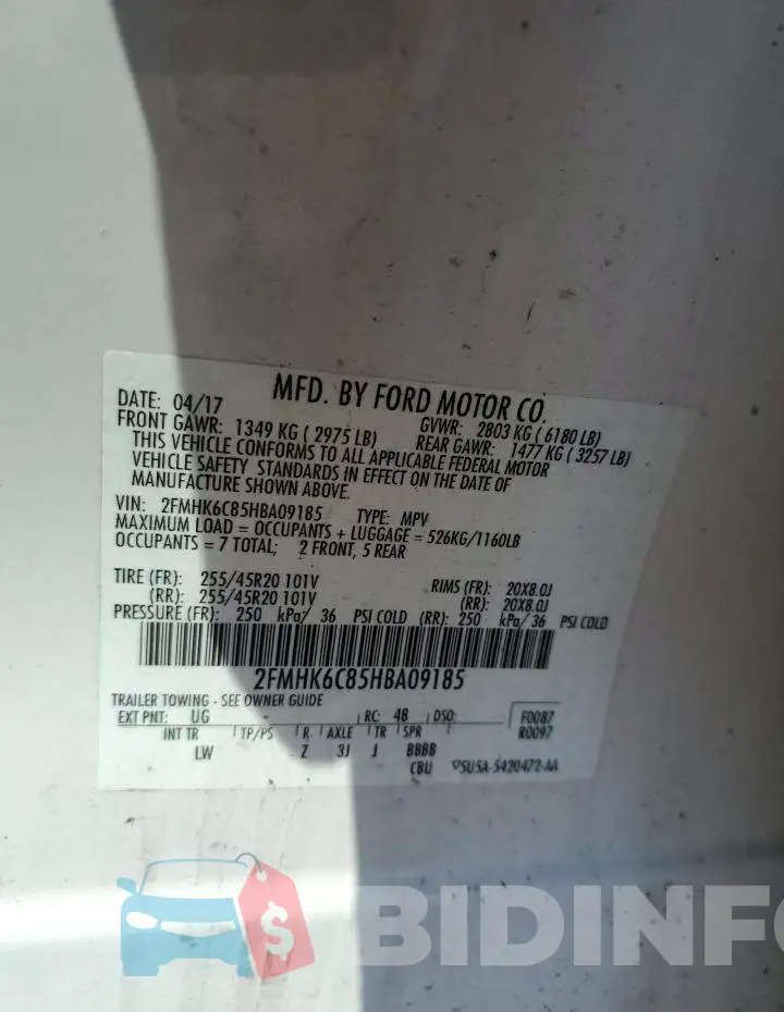 2FMHK6C85HBA09185 Photo# 13