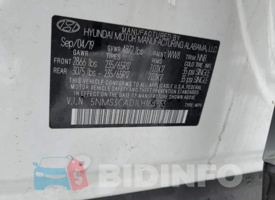 5NMS3CAD1LH168933 Photo# 14