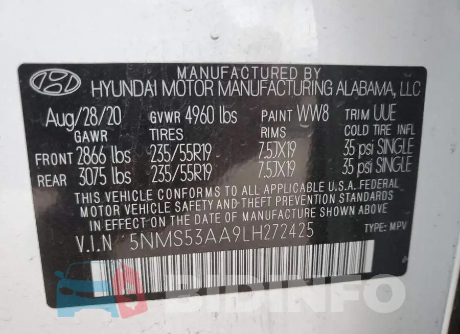5NMS53AA9LH272425 Photo# 13