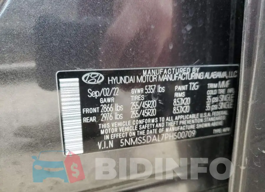 5NMS5DAL7PH500709 Photo# 12