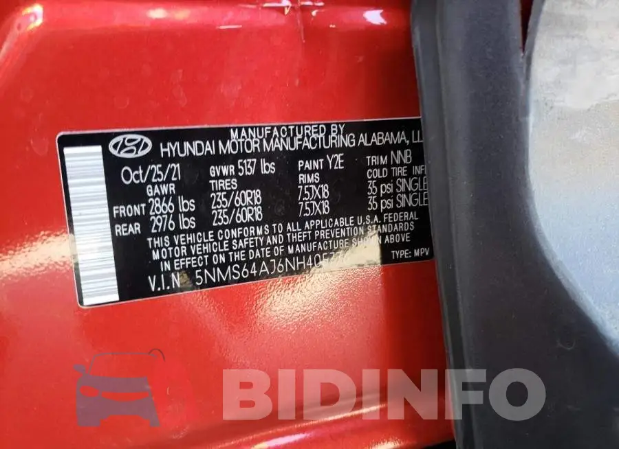 5NMS64AJ6NH405776 Photo# 12