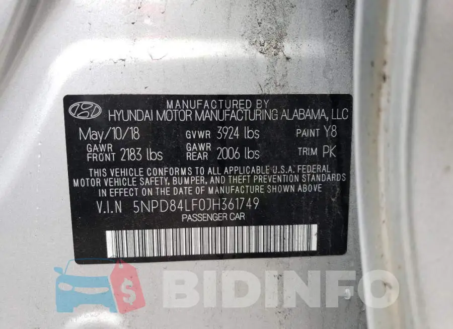 5NPD84LF0JH361749 Photo# 13