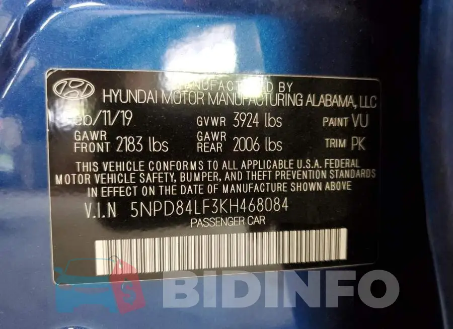 5NPD84LF3KH468084 Photo# 12