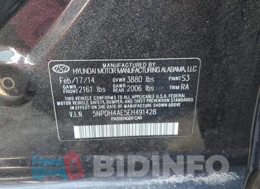 5NPDH4AE5EH491428 Photo# 12