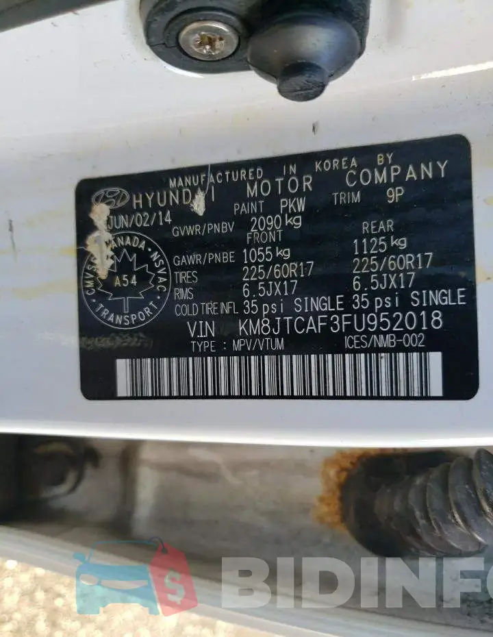 KM8JTCAF3FU952018 Photo# 13