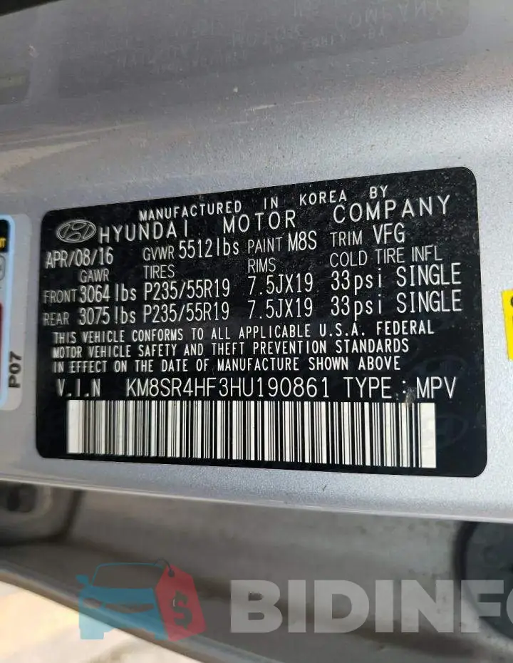 KM8SR4HF3HU190861 Photo# 10