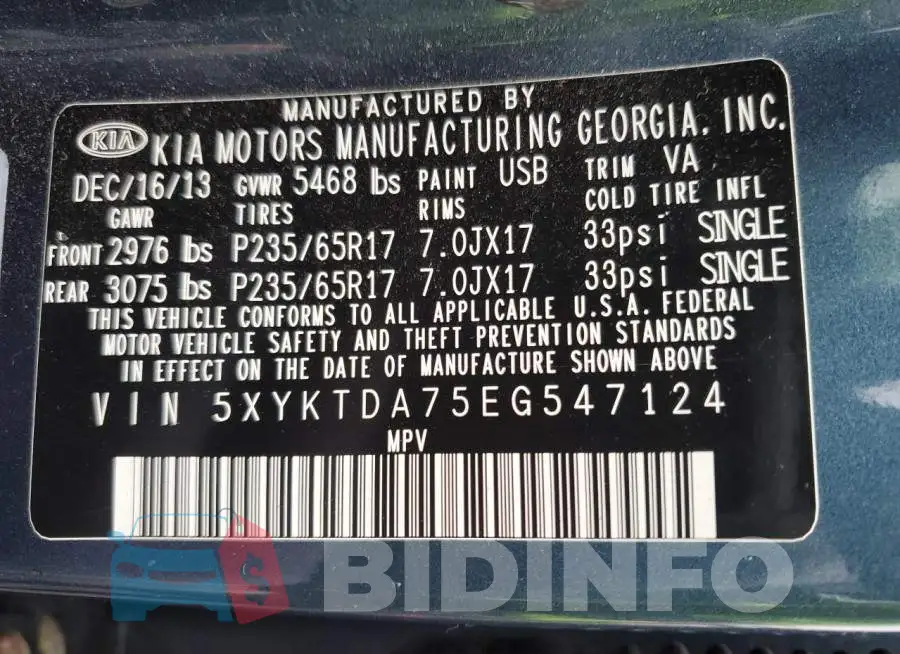5XYKTDA75EG547124 Photo# 13