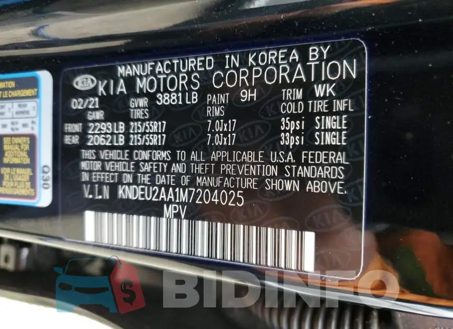 KNDEU2AA1M7204025 Photo# 13