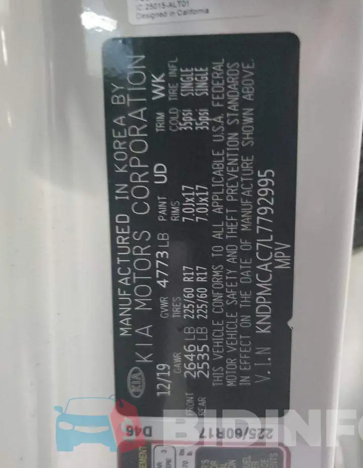 KNDPMCAC7L7792995 Photo# 13
