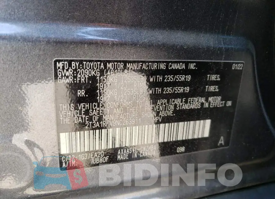 2T3A1RFV9NC263911 Photo# 14