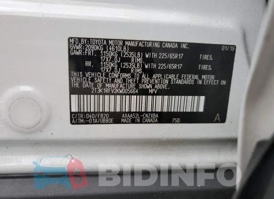 2T3K1RFV2KW005664 Photo# 13