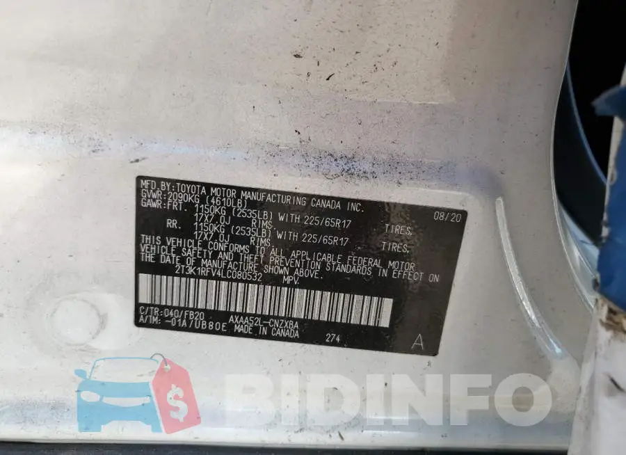 2T3K1RFV4LC080532 Photo# 10