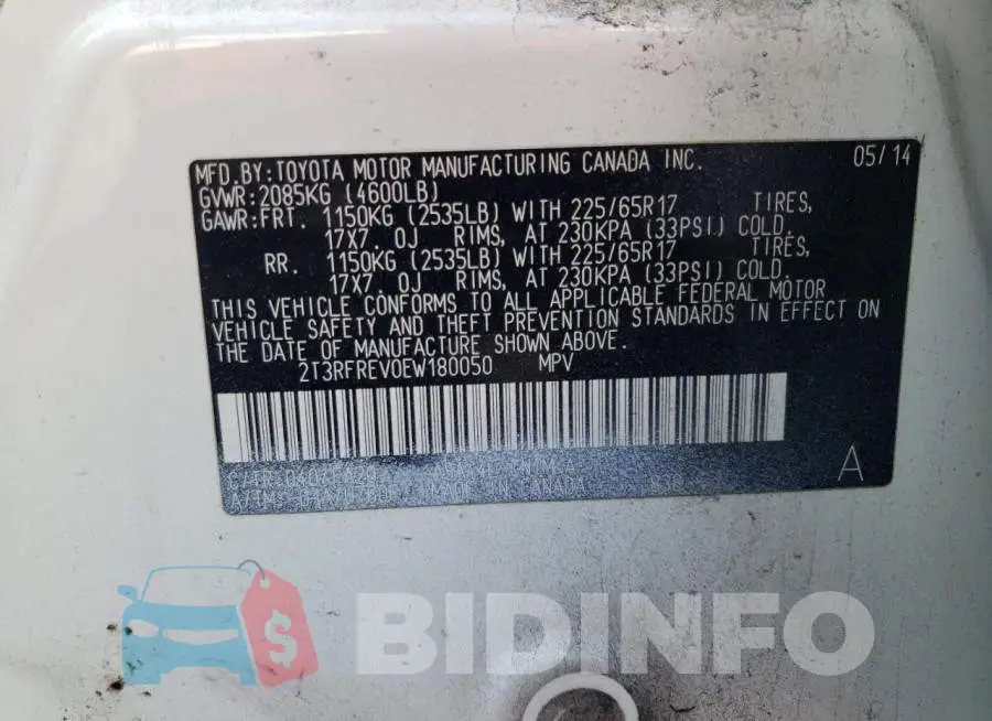 2T3RFREV0EW180050 Photo# 14