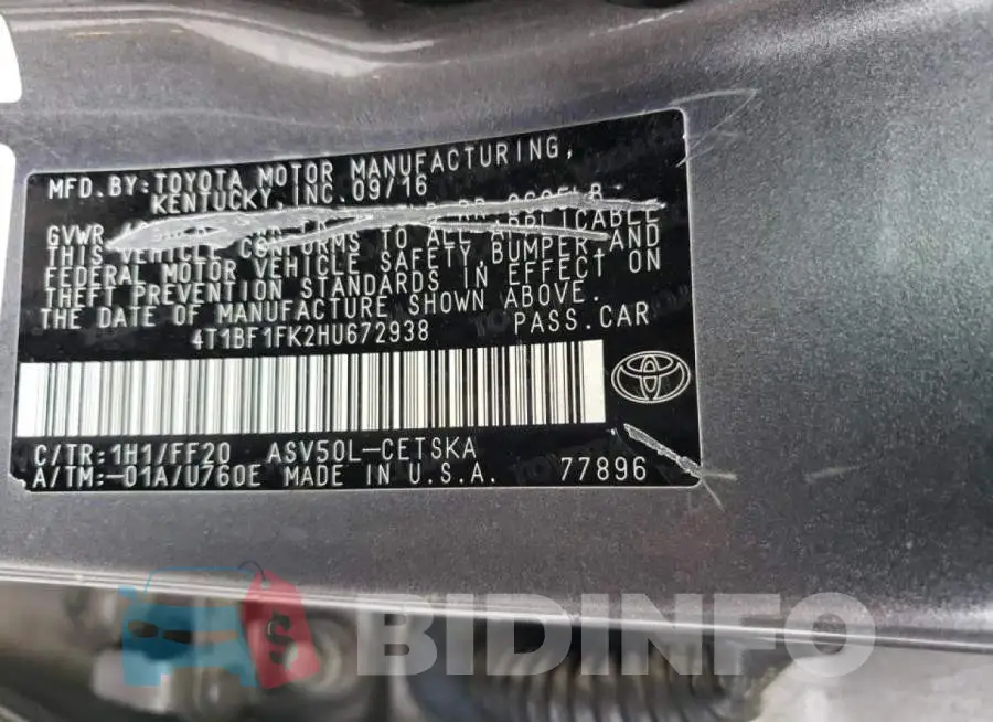 4T1BF1FK2HU672938 Photo# 12