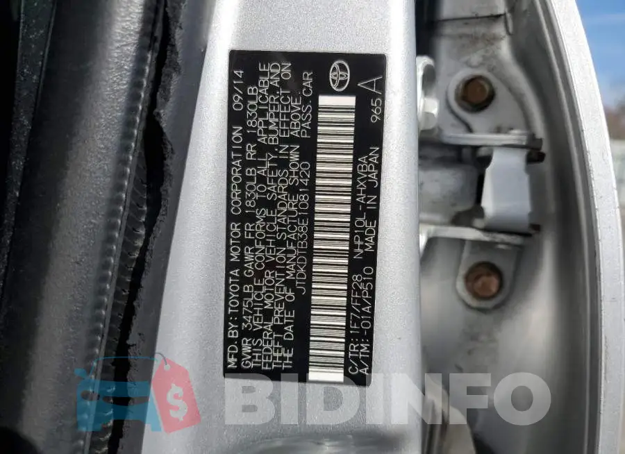 JTDKDTB38E1081420 Photo# 12