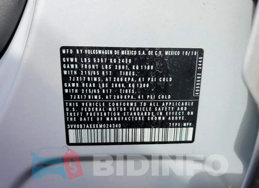 3VV0B7AXXKM024340 Photo# 12