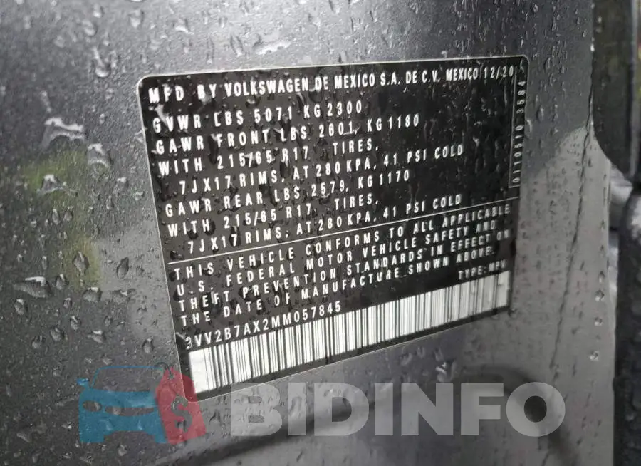3VV2B7AX2MM057845 Photo# 13