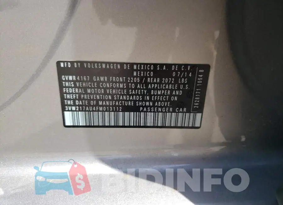 3VW217AU4FM013112 Photo# 13