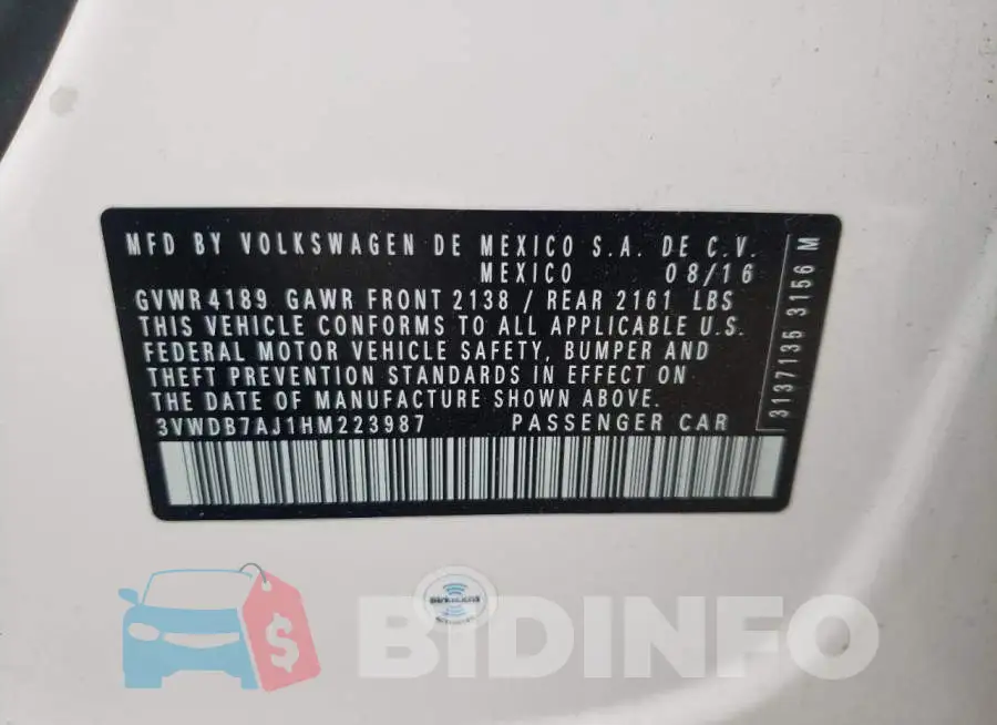 3VWDB7AJ1HM223987 Photo# 13