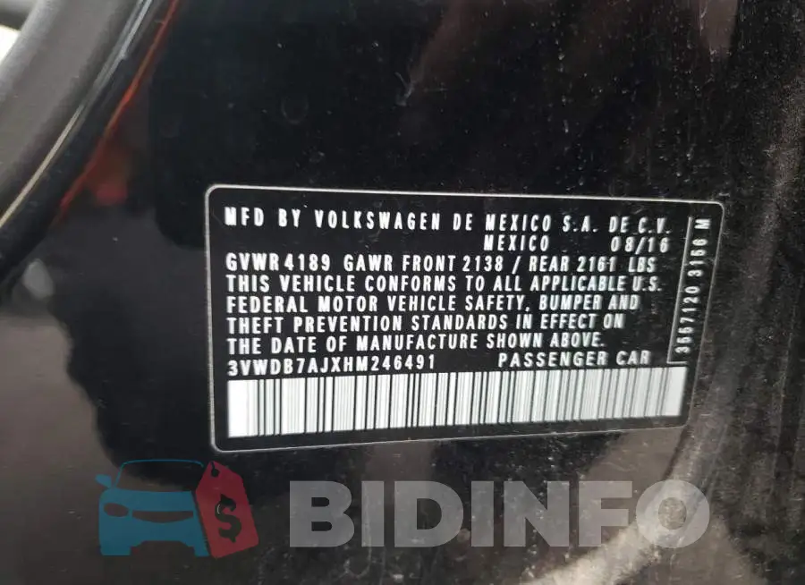 3VWDB7AJXHM246491 Photo# 12