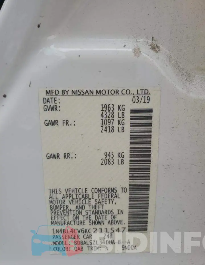 1N4BL4CV6KC211547 Photo# 13
