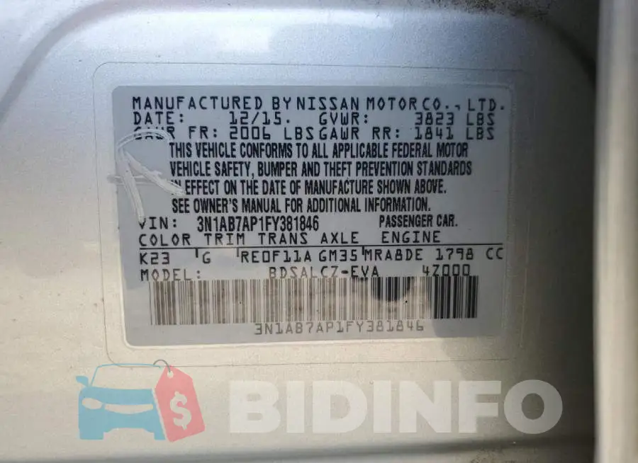 3N1AB7AP1FY381846 Photo# 12