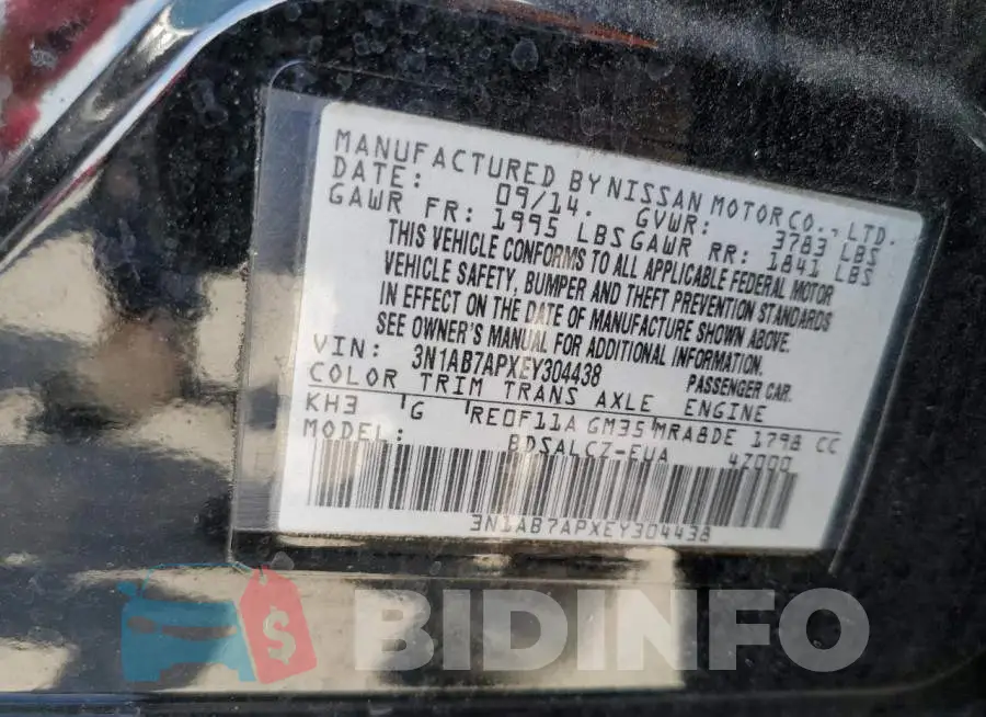 3N1AB7APXEY304438 Photo# 12