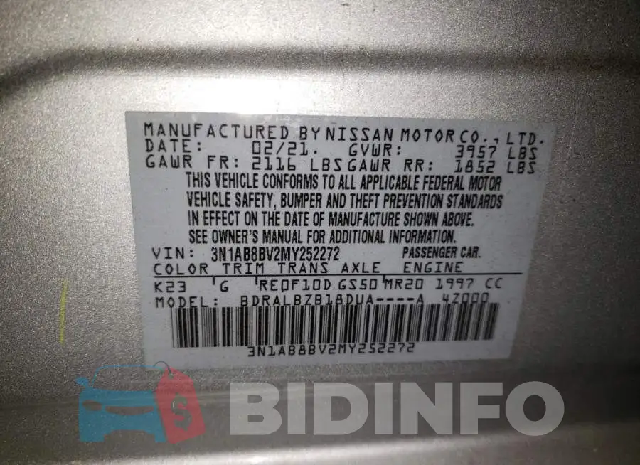 3N1AB8BV2MY252272 Photo# 12