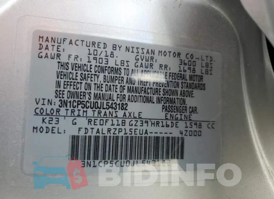 3N1CP5CU0JL543182 Photo# 12