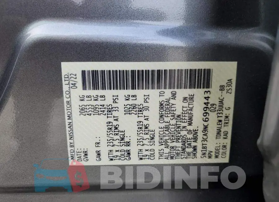 5N1BT3CA9NC699443 Photo# 13