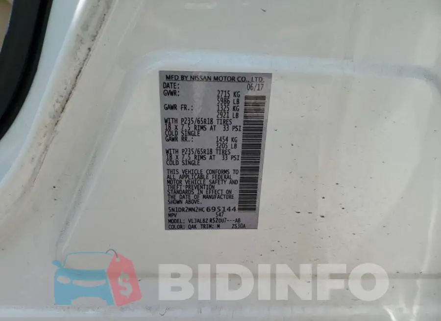 5N1DR2MN2HC695144 Photo# 13