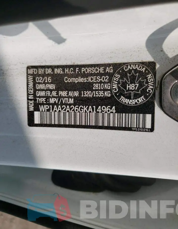 WP1AA2A26GKA14964 Photo# 13