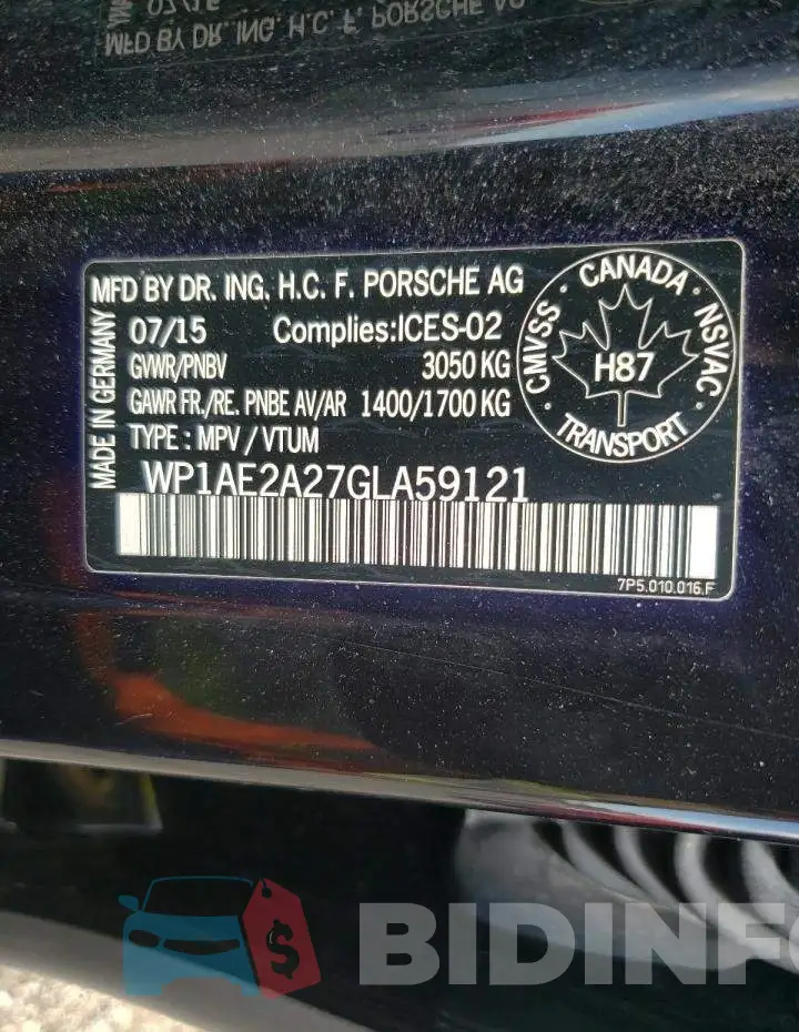 WP1AE2A27GLA59121 Photo# 14