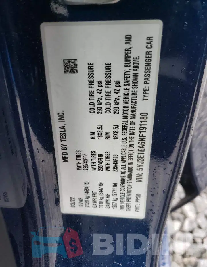 5YJ3E1EA6NF191180 Photo# 12
