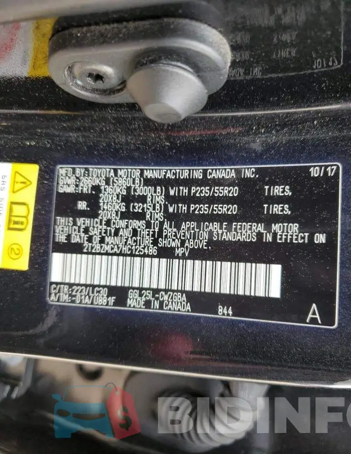 2T2BZMCA7HC125486 Photo# 13