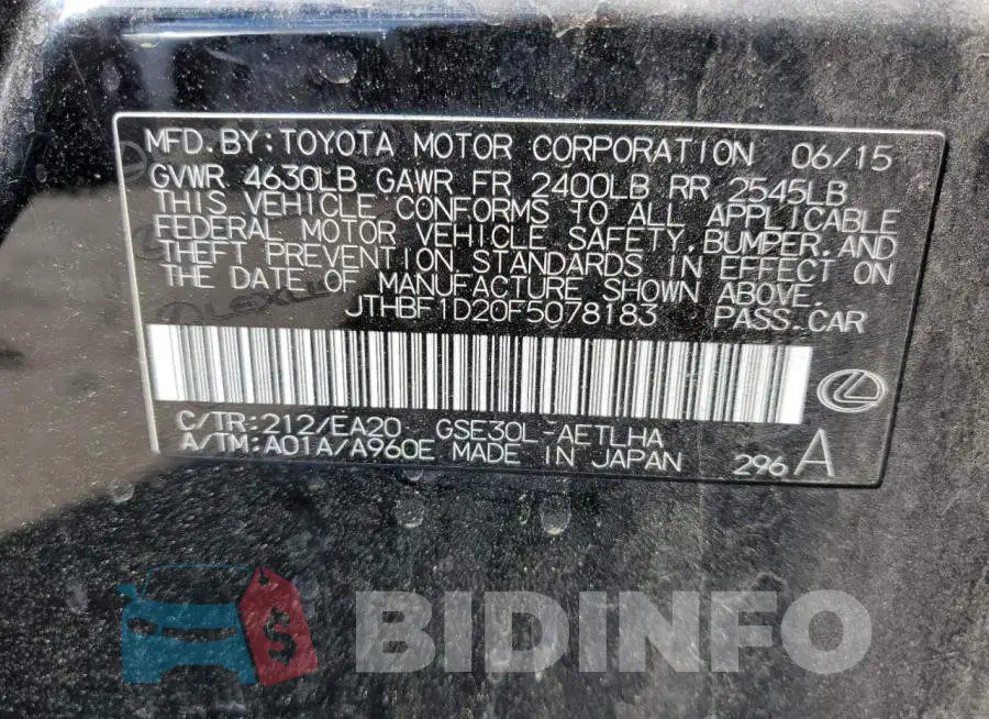 JTHBF1D20F5078183 Photo# 12