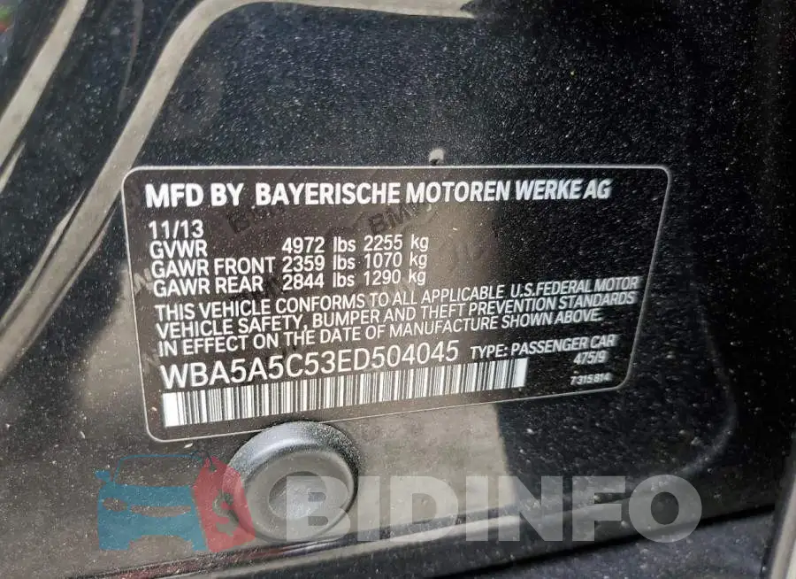 WBA5A5C53ED504045 Photo# 12