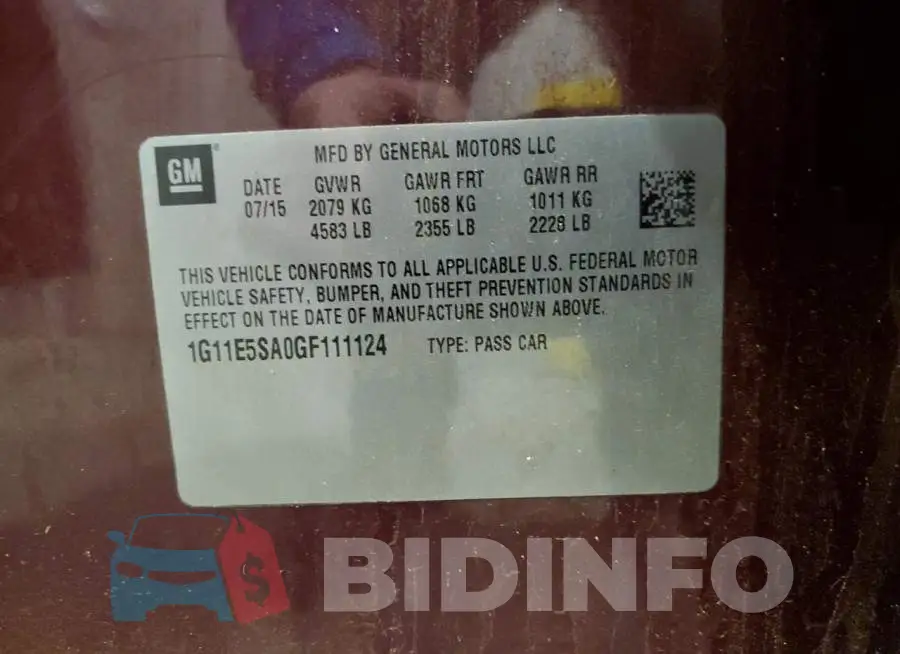 1G11E5SA0GF111124 Photo# 12