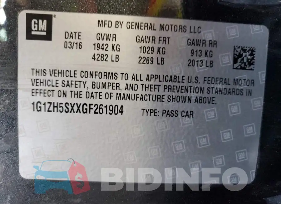 1G1ZH5SXXGF261904 Photo# 12