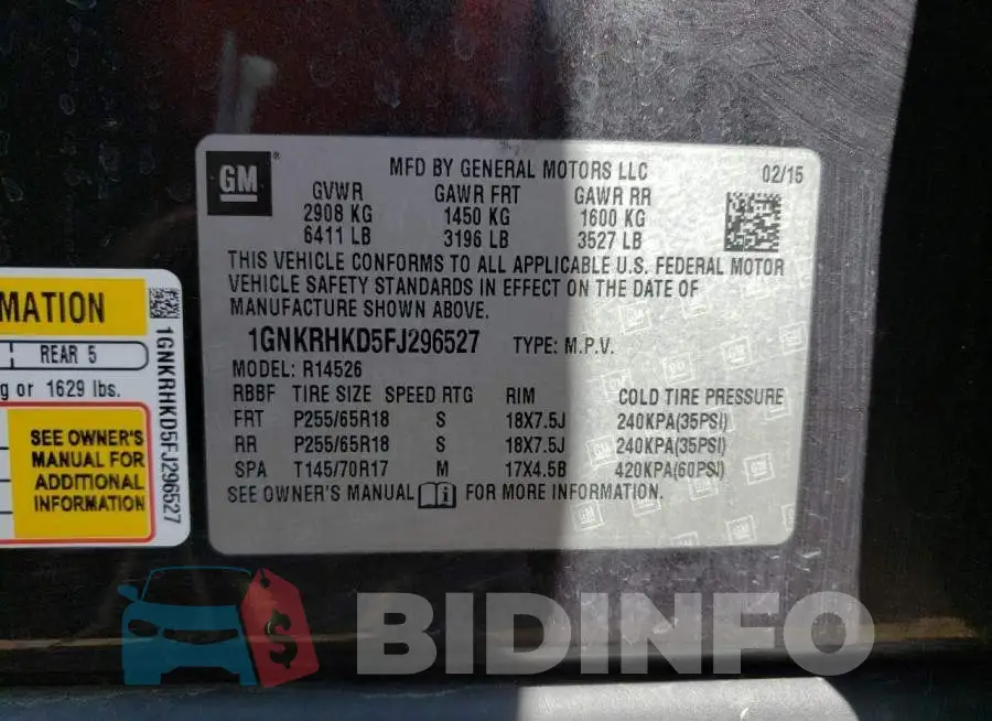 1GNKRHKD5FJ296527 Photo# 13