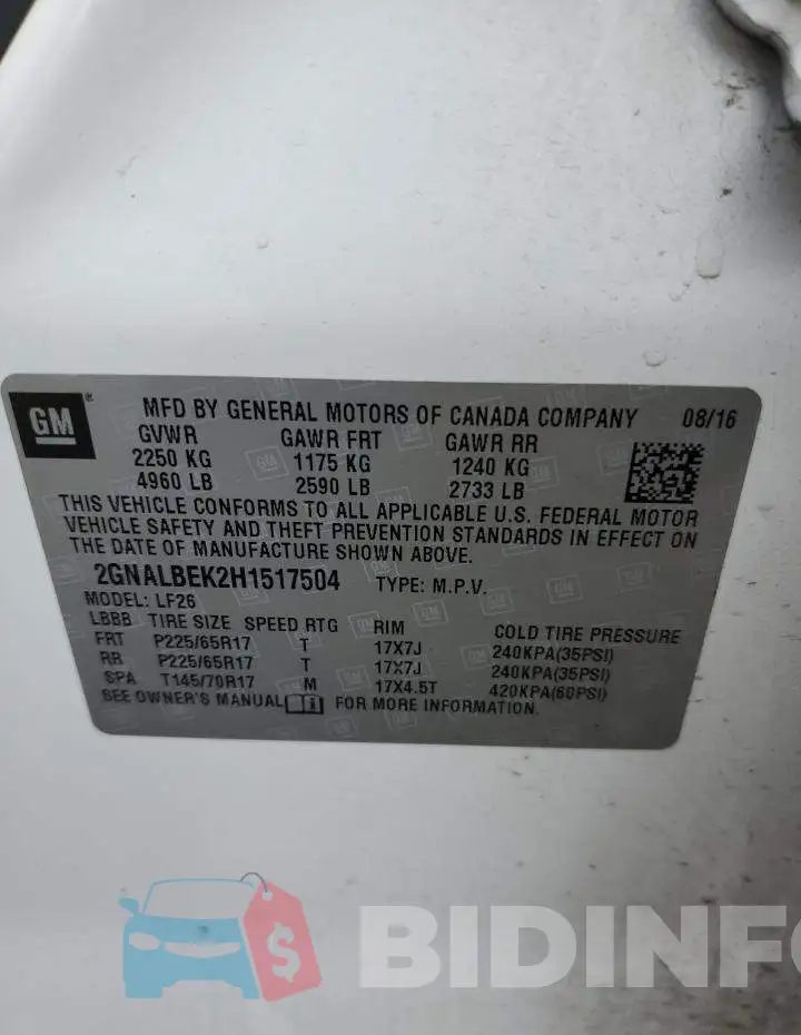 2GNALBEK2H1517504 Photo# 12