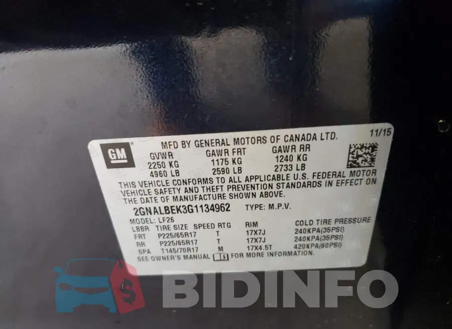 2GNALBEK3G1134962 Photo# 14