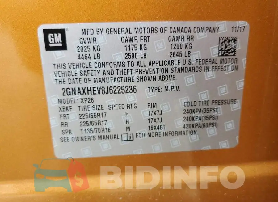 2GNAXHEV8J6225236 Photo# 13