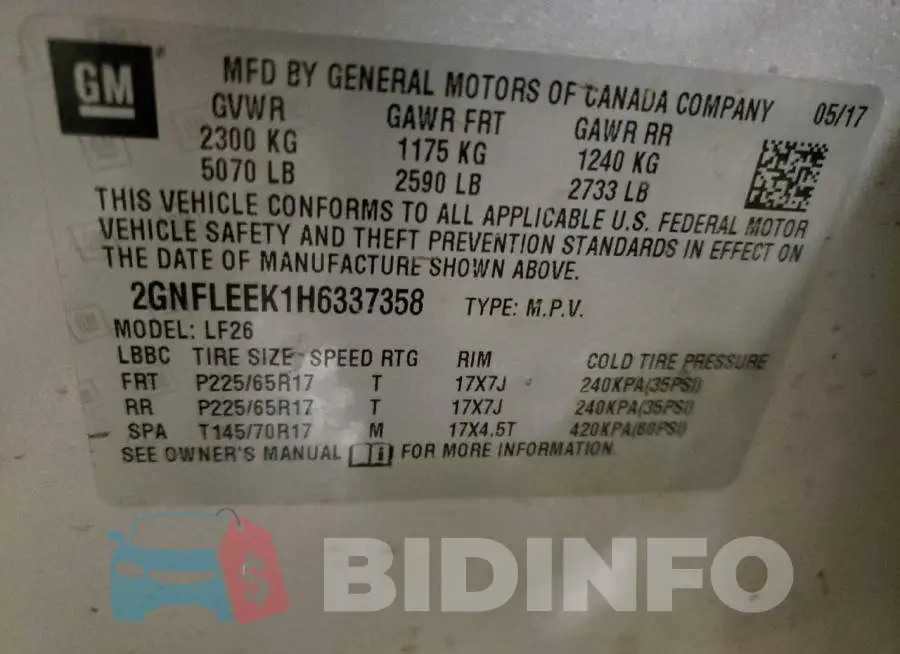 2GNFLEEK1H6337358 Photo# 12