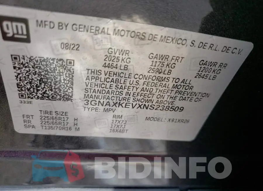 3GNAXKEVXNS238509 Photo# 14