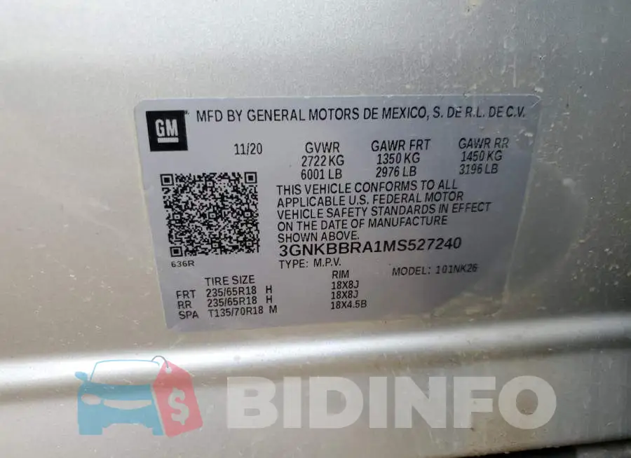 3GNKBBRA1MS527240 Photo# 14