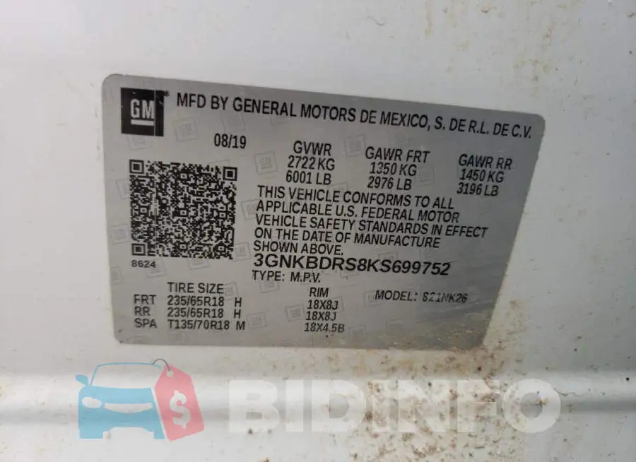 3GNKBDRS8KS699752 Photo# 12