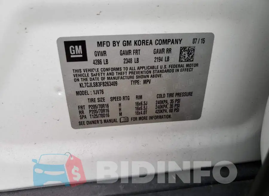 KL7CJLSB3FB263409 Photo# 13