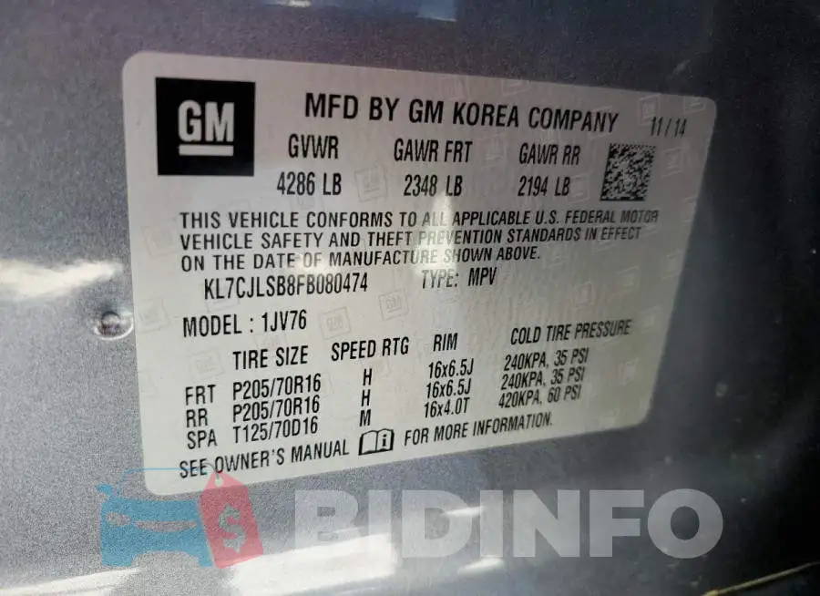 KL7CJLSB8FB080474 Photo# 13